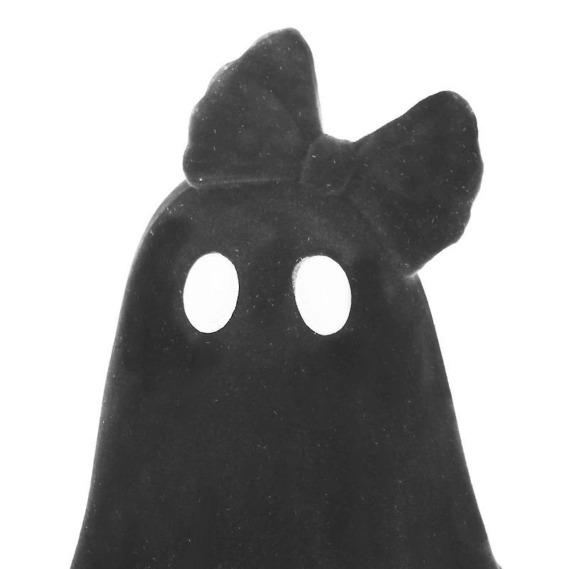 4.75" Flocked Ghost with Bow Tabletop Accent by Ashland