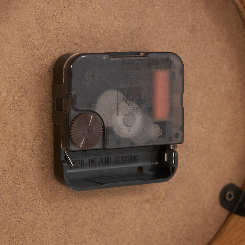 8" Light Brown Wood Round Abstract Clock