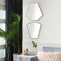 CosmoLiving by Cosmopolitan Set of 2 Gold Metal Contemporary Wall Mirror, 18", 19"
