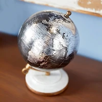 7" Black Marble & Metal Modern Globe