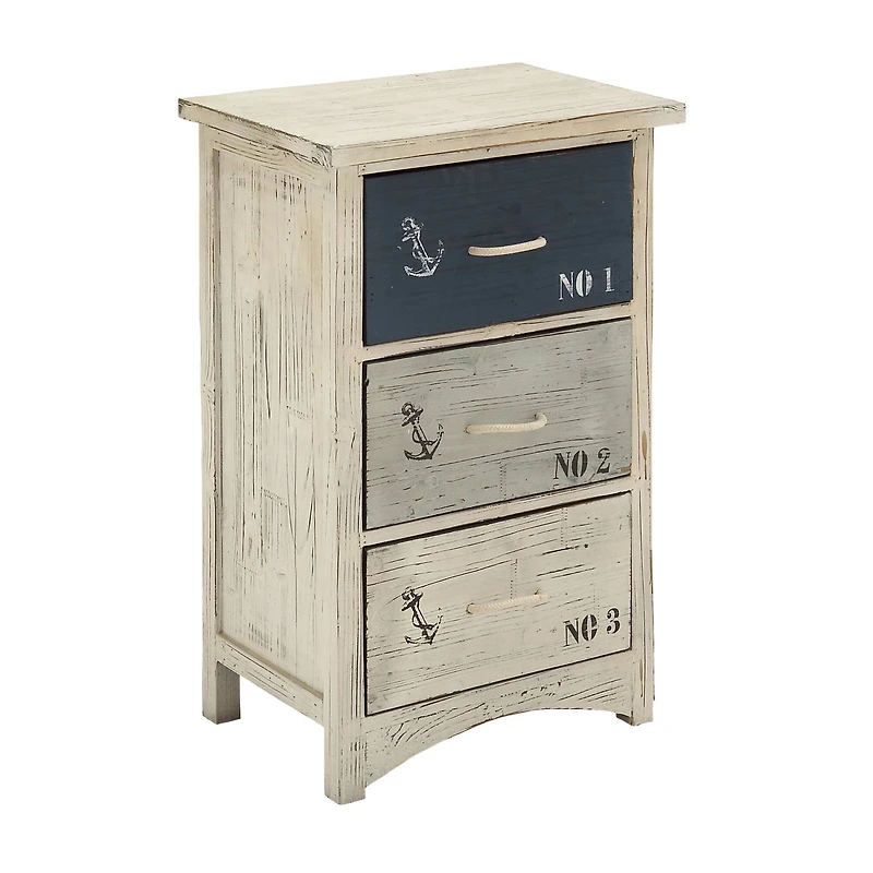 White Wood Coastal Chest, 30" x 19" x 12"