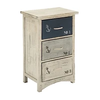White Wood Coastal Chest, 30" x 19" x 12"