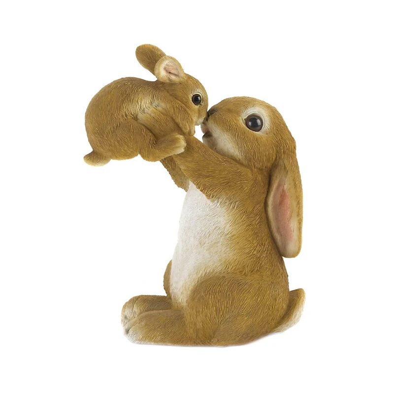 8" Playful Mom & Baby Rabbit Figurine