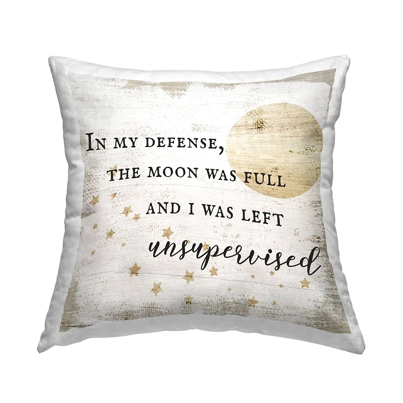 Stupell Industries The Moon Was Full Rustic Literature Quote Throw Pillow, 18" x 18"