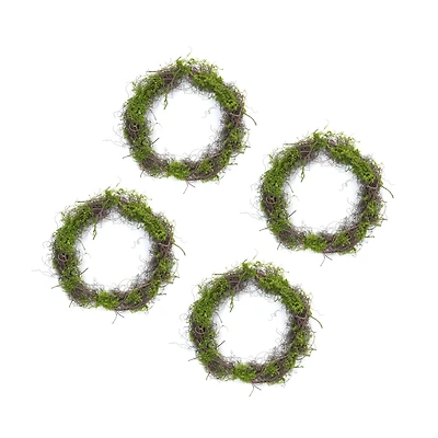 17.5" Moss Leaf Twig Wreath, 4ct.
