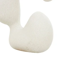 11" White Polystone Abstract Curved Shaped Sculpture with Speckled Texturing