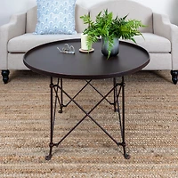 Hello Honey® 32" Rustic Bronze Round Metal Coffee Table