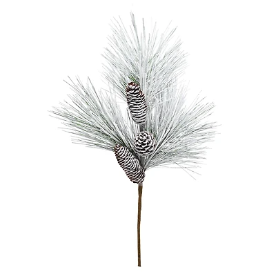 18" Flocked Pine & Pinecone Pick by Ashland®