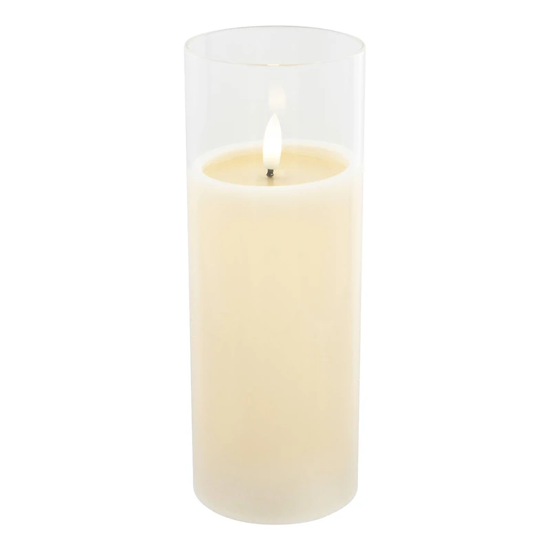 3" x 8" Flickering Flame LED Glass Wax Candle by Ashland