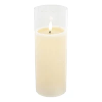 3" x 8" Flickering Flame LED Glass Wax Candle by Ashland