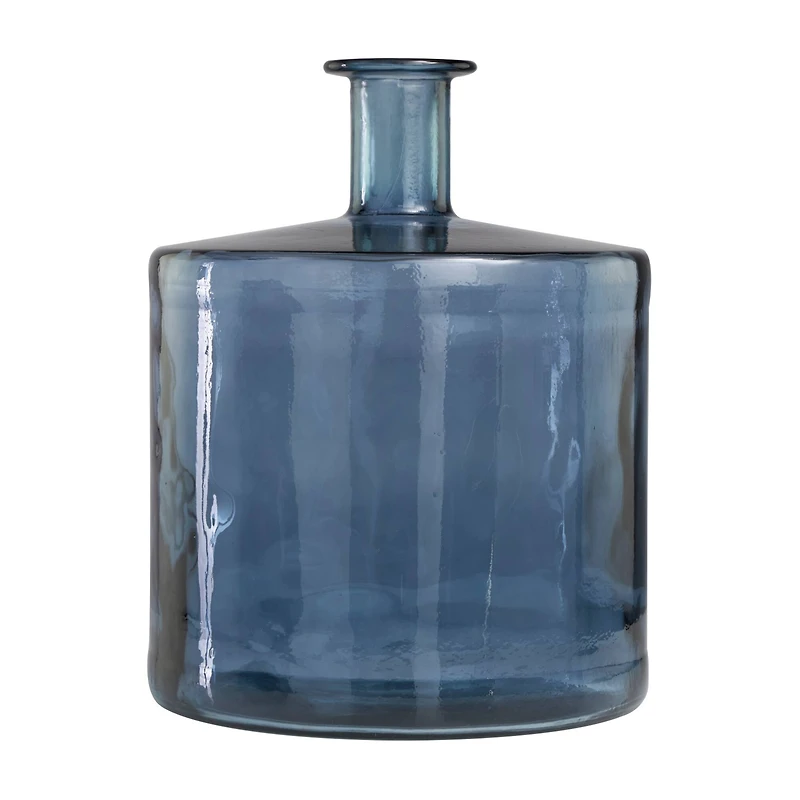 18" Blue Recycled Glass Spanish Bottleneck Vase