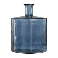 18" Blue Recycled Glass Spanish Bottleneck Vase