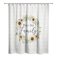 Wreath with Sunflowers and Plaid Family 71" x 74" Shower Curtain