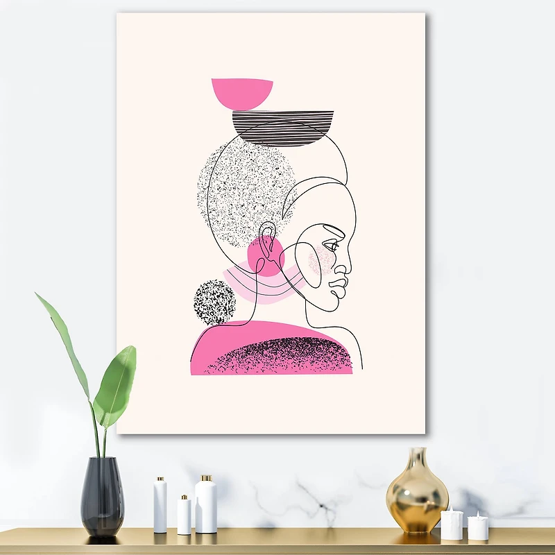 Designart - One Line Portrait of African American Women I