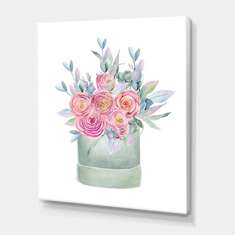 Designart - Gift Box With Pink Roses