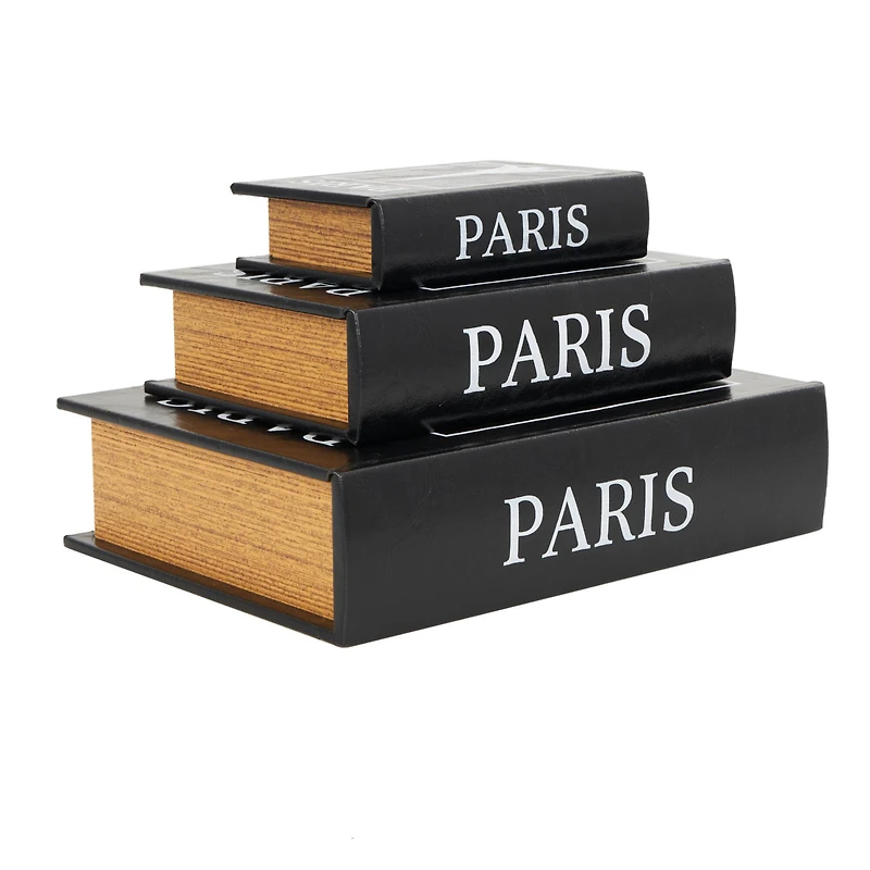 Black Eiffel Tower Paris Storage Book Box Set