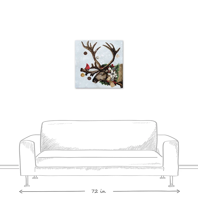 Festive Reindeer 24x24 Canvas Wall Art