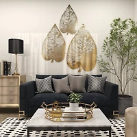 The Novogratz Laser-Cut Gold Metal Leaf Wall Décor Set