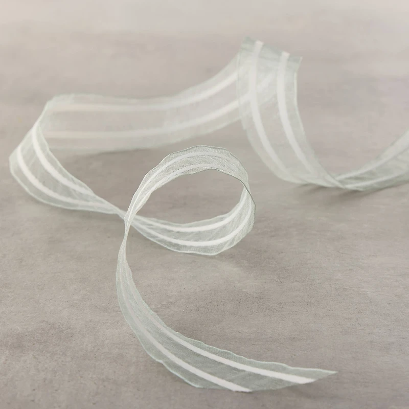 1" x 3yd. Sage Striped Organza Ribbon by Celebrate It® Classic