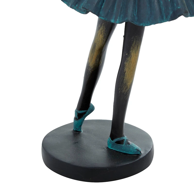 Set of 3 Teal Polystone Traditional Dancer Sculpture