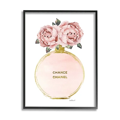 Stupell Industries Vintage Pink Florals in Round Fashion Fragrance Bottle Framed Wall Art