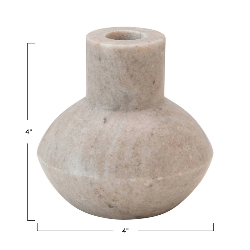 Hello Honey® 4" Beige Marble Taper Holder