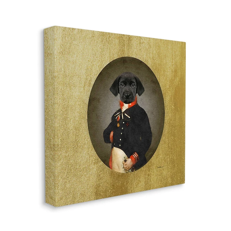 Stupell Industries Funny Black Dog Wearing Suit Canvas Wall Art