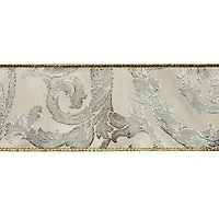 2.5" x 20ft. Cream & Silver Jacquard Scroll Wired Ribbon by Celebrate It®