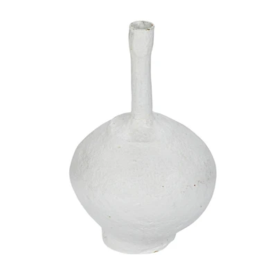 Hello Honey® 11" Round Whitewashed Decorative Paper Mache Taper Holder