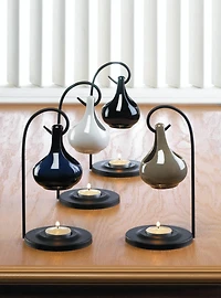 7.5" Black Porcelain Tear Drop Tea Candle Oil Warmer