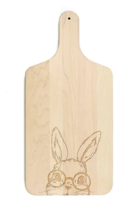 Bunny With Glasses 8" x 17" Maple Paddle Cutting Board