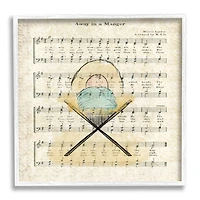 Stupell Industries Baby Jesus Cradle Away In Manger Musical Script Framed Wall Art