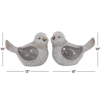 13" Gray Stone Country Bird Garden Sculpture Set