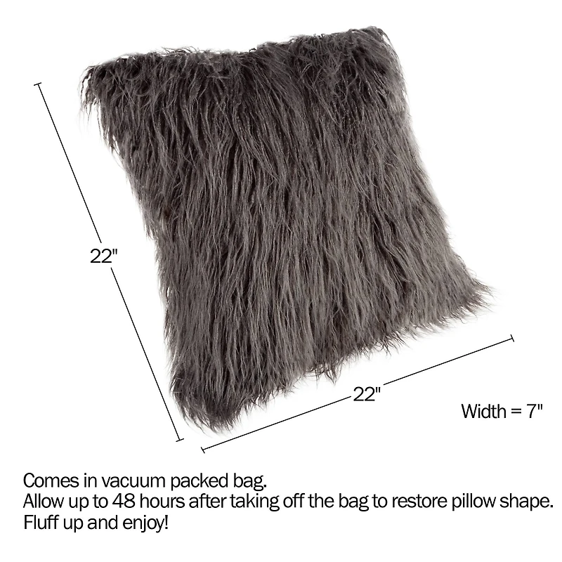 Hastings Home Mongolian Faux Fur Pillow