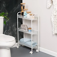 Honey Can Do White 3-Tier Mesh Narrow Rolling Cart