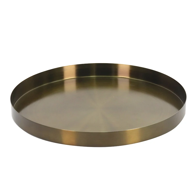 Golden Round Decorative Metal Tabletop Tray by Ashland