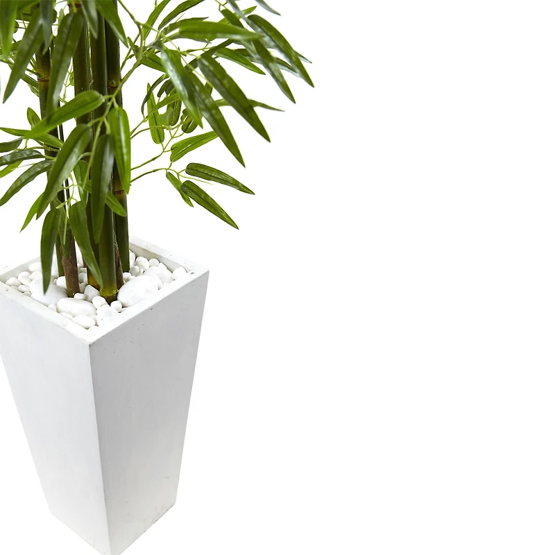 5ft. UV Resistant Bamboo Tree in White Planter