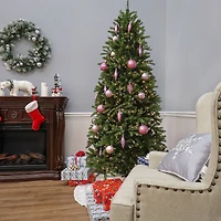 6.5 Ft. Pre-Lit Feel Real® Jersey Fraser Fir Pencil Slim Artificial Christmas Tree, Clear Lights