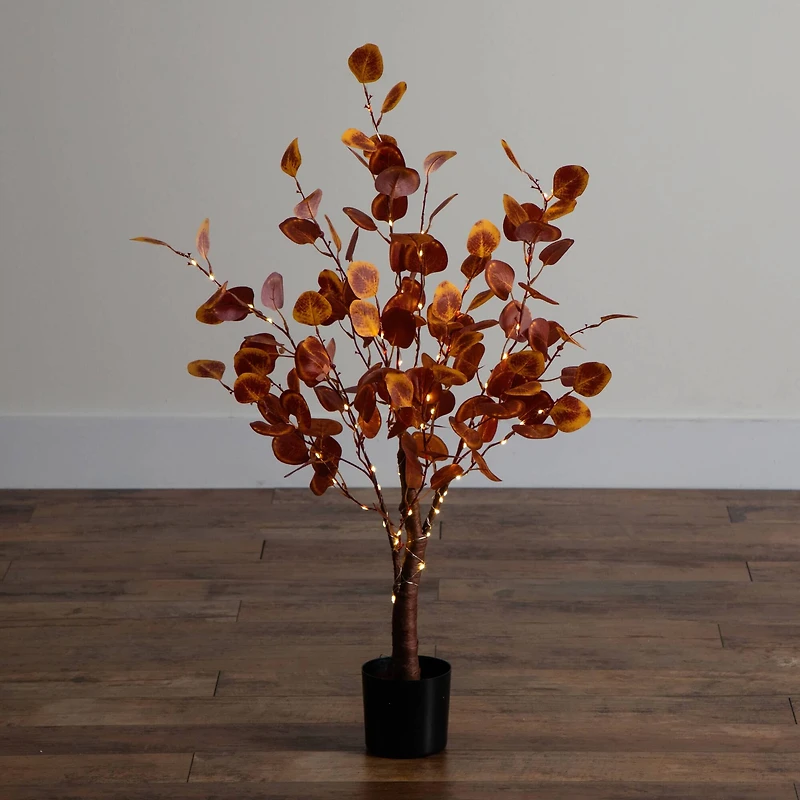 3ft. Pre-Lit Autumn Eucalyptus Artificial Fall Tree with 80 Warm White LED Lights