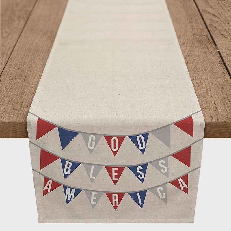 God Bless America Garlands Outdoor Table Runner