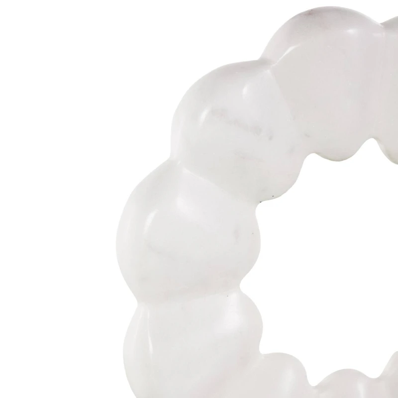 12" White & Black Marble Geometric Floral Inspired Ring Sculpture