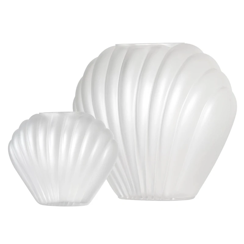 American Art Decor White Sea Scallops Misted Glass Vase Set