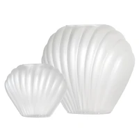 American Art Decor White Sea Scallops Misted Glass Vase Set