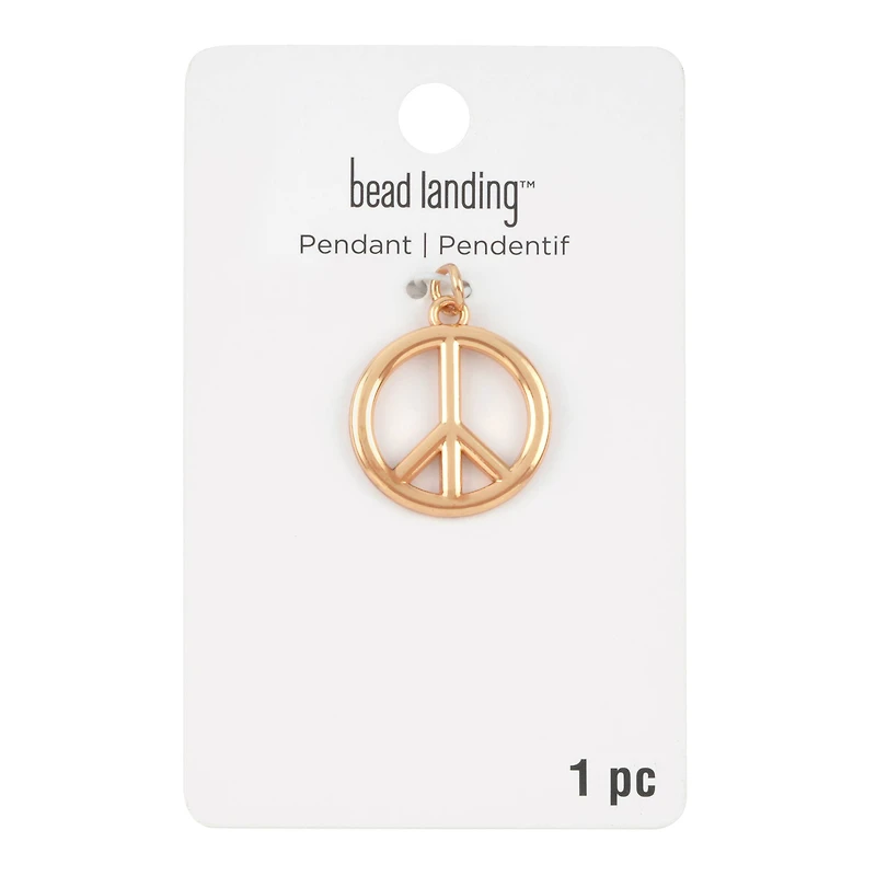 Gold Metal Peace Sign Pendant by Bead Landing™