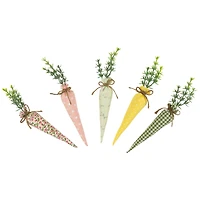 9" Mixed Fabric Carrot Easter Decorations Set