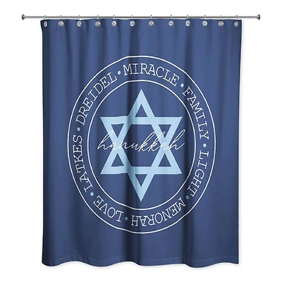 Hanukkah Words in a Circle Shower Curtain