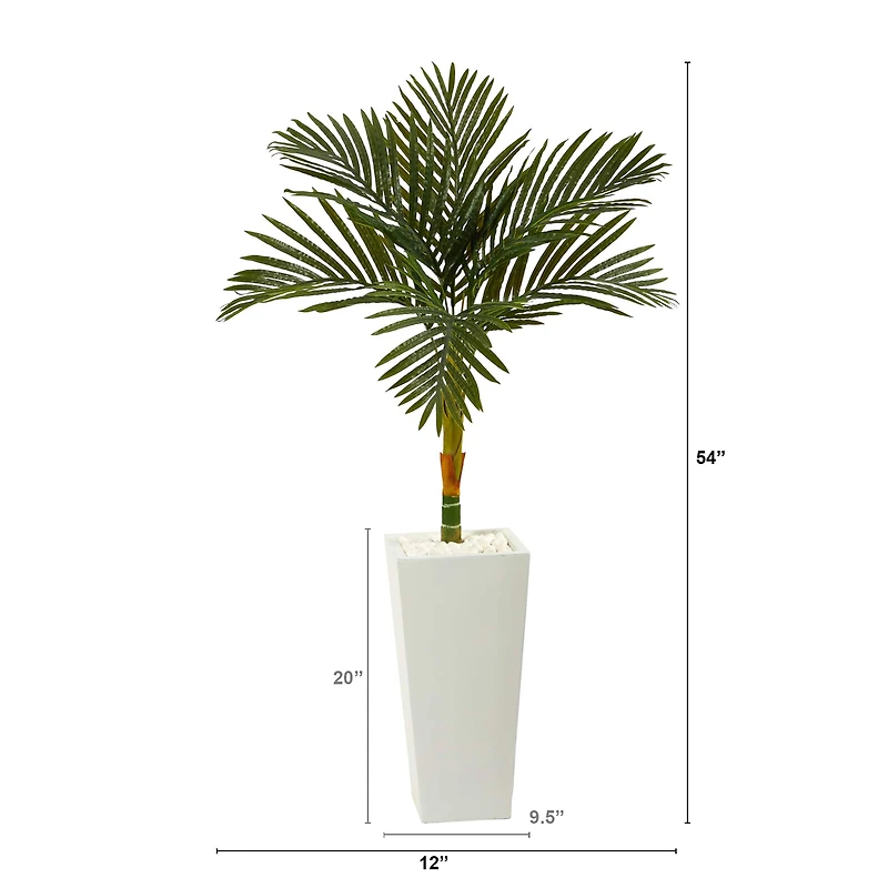 4.5ft. Golden Cane Palm Tree in Tall White Planter