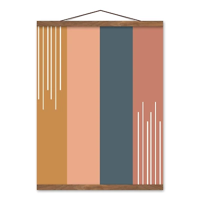 Color Block Lines 16" x 20" Teak Hanging Canvas