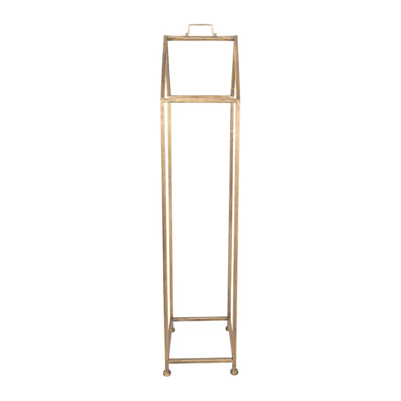Hello Honey® 55.8" Gold Finish Metal House-Shaped Fire Wood Holder with Handle