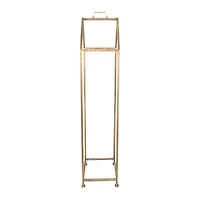 Hello Honey® 55.8" Gold Finish Metal House-Shaped Fire Wood Holder with Handle